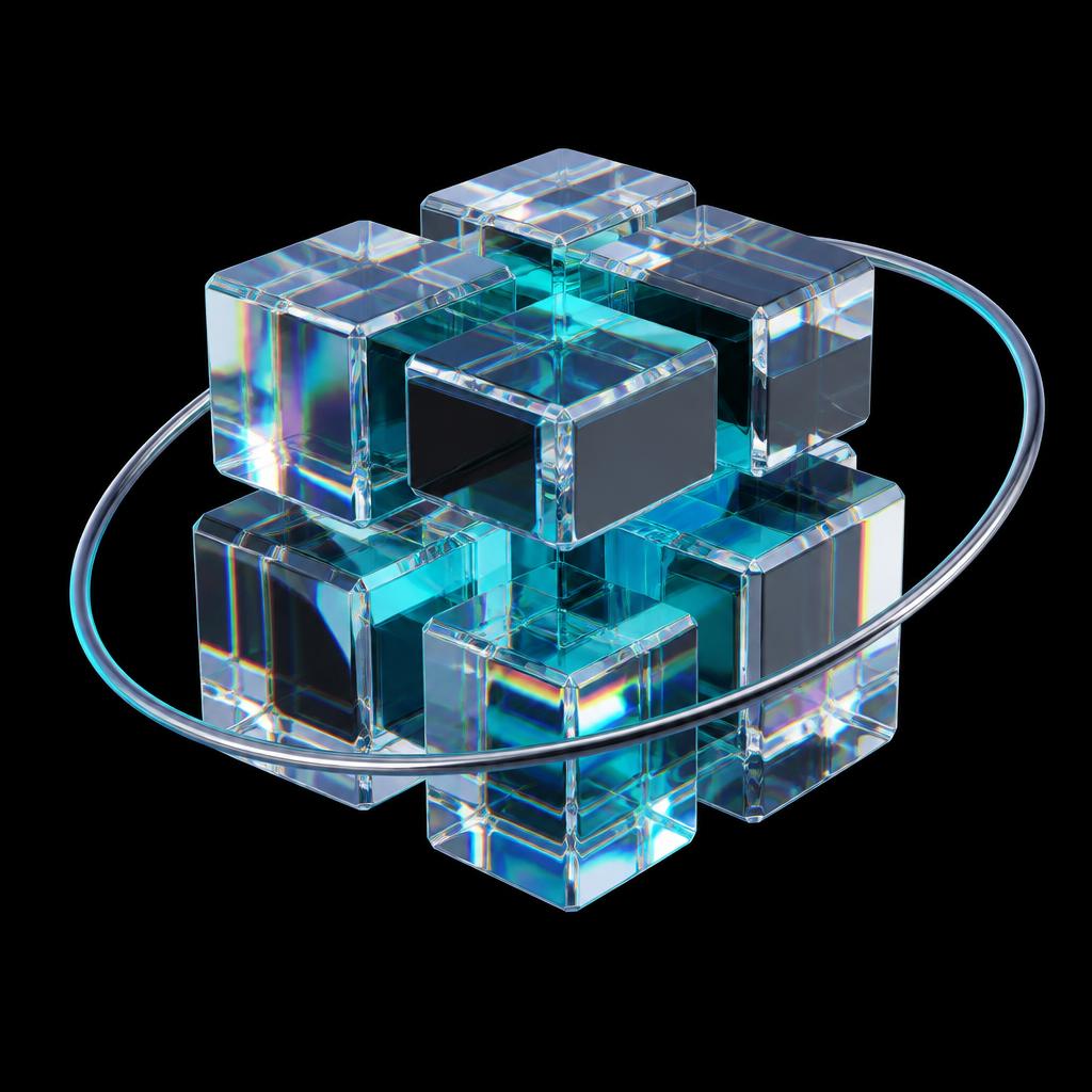 Glass modular cube with chrome orbit ring